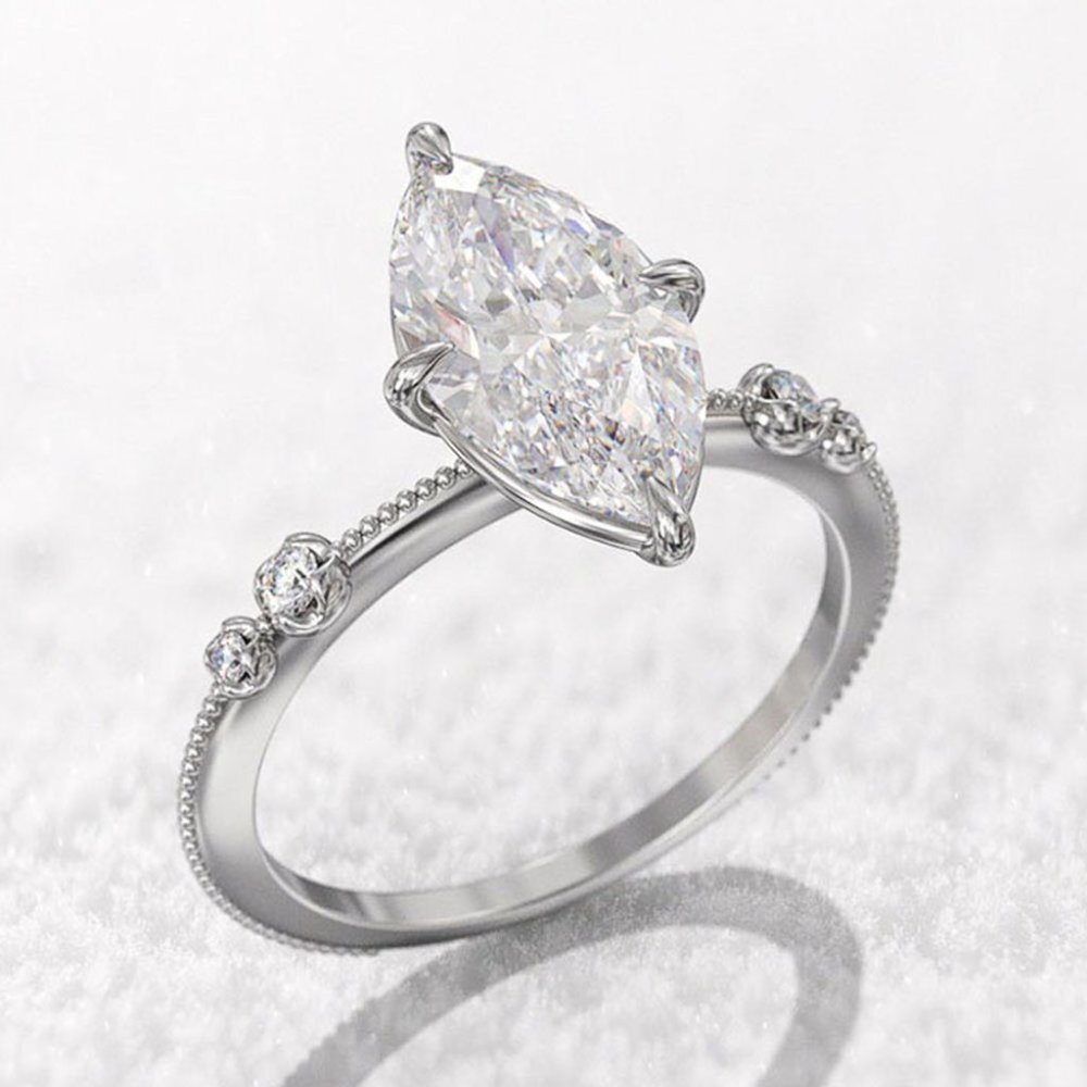 🍂   Exclusive 3A Marquise Cut Cubic Zirconia Ring for Women, FB16FA1061